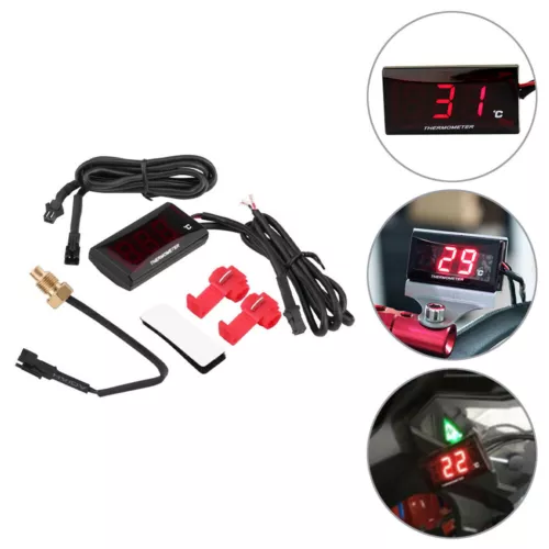 Indicador digital de temperatura de agua de refrigeración para moto termómetro sensor LCD rojo DC 12V - Imagen 3 de 12