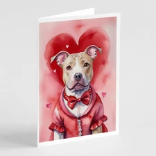 Pit Bull Terrier My Valentine Greeting Cards Envelopes Pack of 8 DAC5407GCA7P