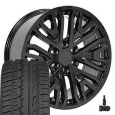 20 Inch Black 5906 Rims 27555r20 Tires Set4 Fit Silverado Tahoe Suburban Rst