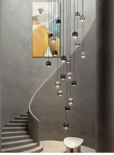 Staircase Long Chandelier Villa Pendant Light Luxury Simple Ball Living Room - Picture 5 of 14