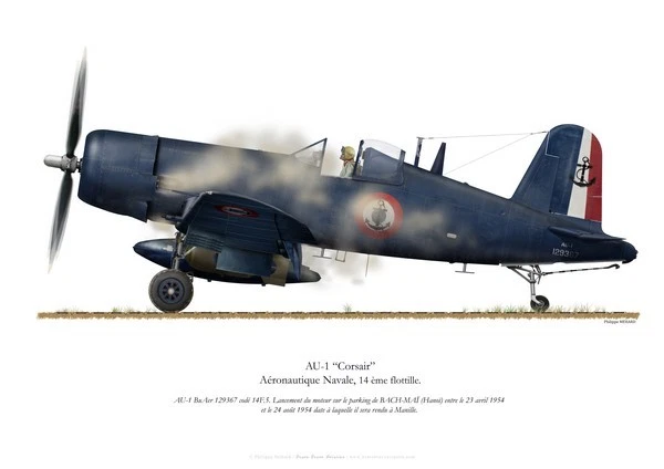 Print F4U Corsair (AU-1), Flottille 14F, Indochine, 1954 (par P. Mehard)