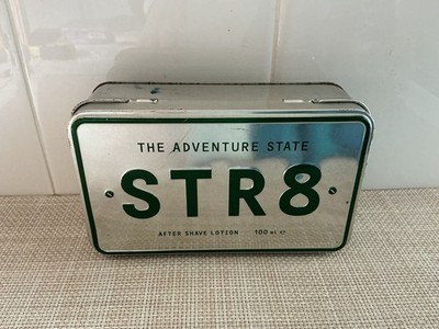 STR 8 The Adventure State Men's After Shave Lotion  Paris France Empty Tin Box