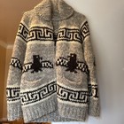Vintage Longhouse Wool Cowichan Sweater Thunderbird Zip, Fit medium, no label — photo 1