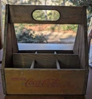 VINTAGE Wood Coca-Cola War-Time Carrier, 1940s Braided Metal Trim Tote