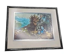 Antique Currier & Ives "The Mountaineer Home" Color Lithograph Framed Undated