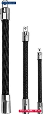 3-Piece Flexible Socket Extension Bar Set 1/2'' 1/4'' 3/8'' Shaft Drive 10'' 8'' 6''