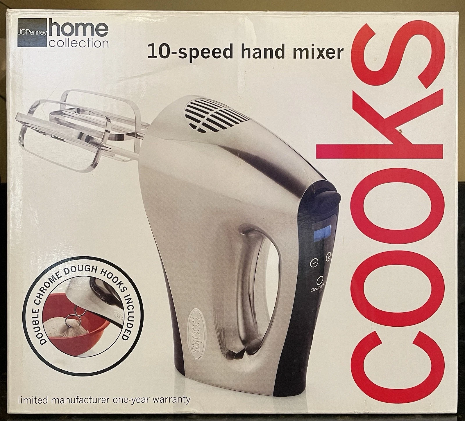 JCP Home Cooks 10 Speed Hand Mixer SS Finish w Chrome Beaters and Dough Hooks
Opens in a new window 