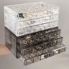 Clear Plastic Organizer Case 72 Compartments Jewelry Storage Box for Earrings