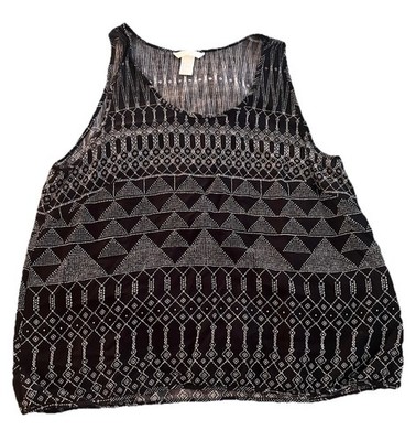 H&M Women s Tank Top Sleeveless Black / White Global Design Casual Pullover S 14
