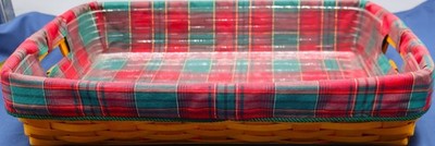 Longaberger 1999 Hostess Tray Basket 60011 Plaid Liner Protector Large