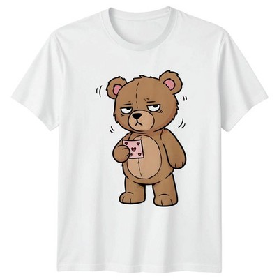 T-Shirt Tired Bear Holding Tiny Heart Valentinstag Humor Valentinstag