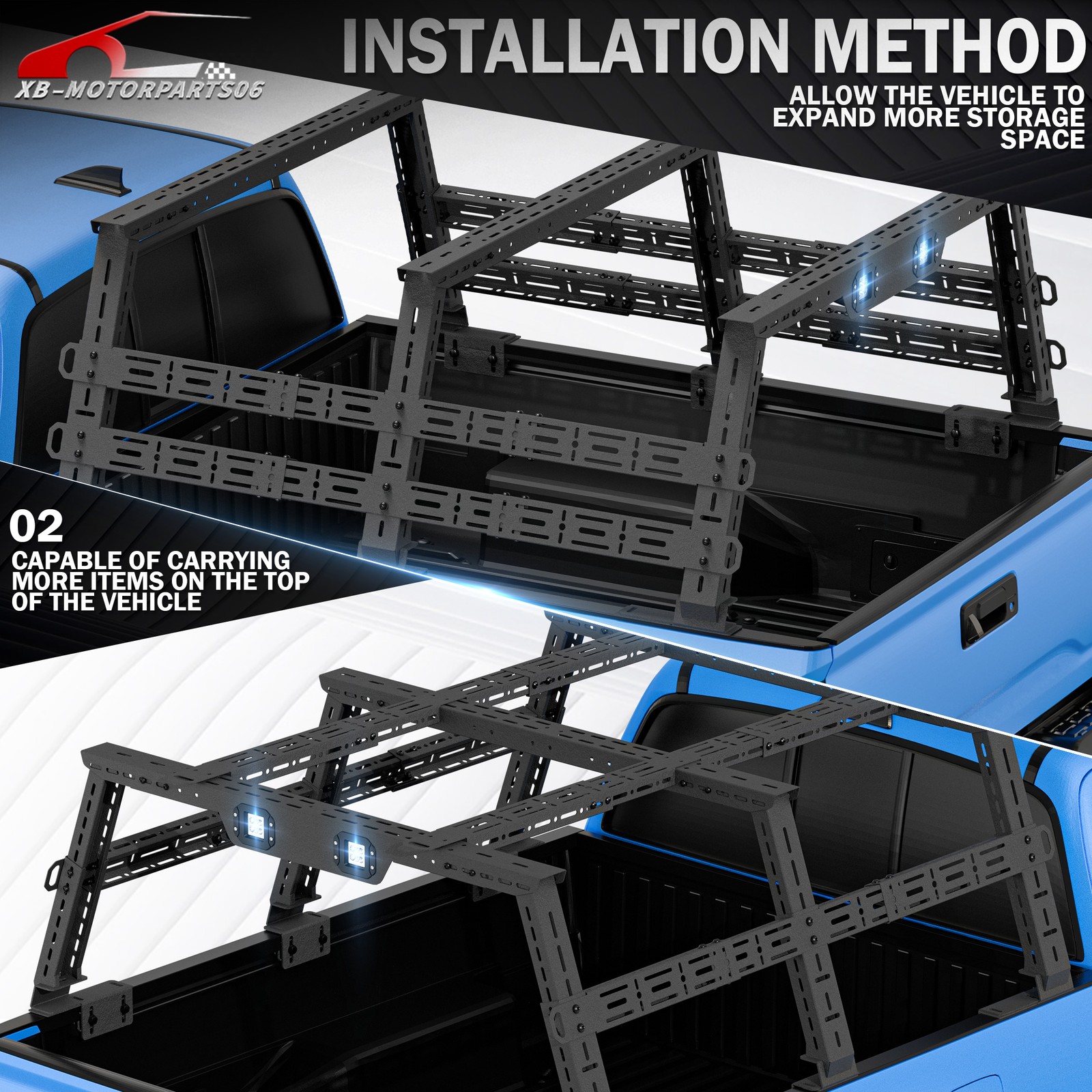 16.8-25" High Bed Racks Truck Cargo Carrier For Tacoma/Tundra/Titan/Frontier/JT