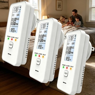 1-3X Steadfast haven co detector, 4-in-1 Detector with HD Screen,Home, Apartment