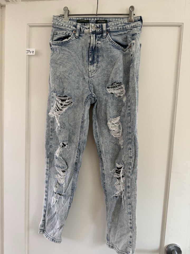 Wild Fable Size US 4 AU 8 Blue Denim Wash Ripped Distressed Jeans High Rise Mum