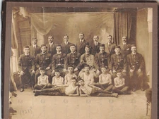 Vintage Photo 1920's Boys Athletic Team with Coaches Gymnasium Group 8x10