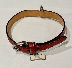 Vintage COACH Leather Dog Collar | Medium | Dog Bone ID Tag | MINT