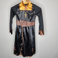 Disney Frozen 2 Anna Travel Dress Costume Black Gold Girls Size 7/8 Halloween