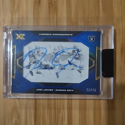 Panini 2019 XR Luminous Endorsements Josh Jacobs Raiders LE-JJ Blue Auto RC /49