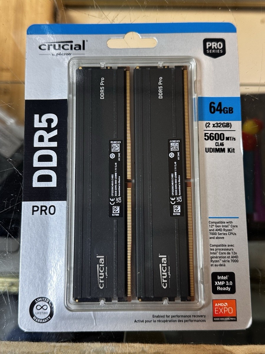 New Crucial DDR5 PRO 64GB (2x32GB) RAM DDR5 5600MHz CP2K32G56C46U5