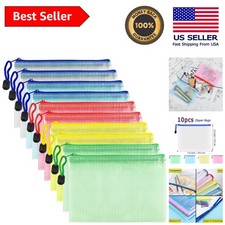 Versatile 10 Pcs Plastic Mesh Zipper Storage Bags - Perfect for Home  Office