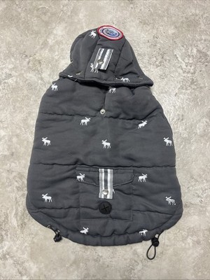 LuvGear Reversible Gray, Plaid Flannel Moose Puppy/Dog Coat/Jacket Size SM