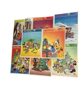 Walt Disney Mickey Mouse Christmas Frame Tray Puzzles Vintage Golden Lot Of 8