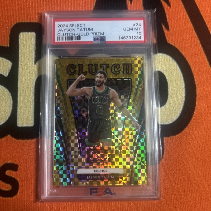 /10‼️ 2024 Panini Select Jason Tatum Clutch GOLD Prizm PSA 10 GEM MINT Celtics