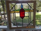 372A Old Reframed Pretty English Leaded Stain Glass Window 23 1/4 X 21 1/4 0 S&H