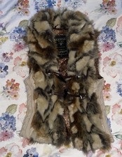 GUESS Los Angeles Brown Faux Fur Collared Vest Women s Size Extra Small XS