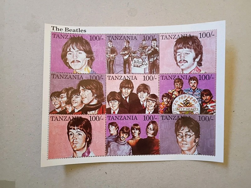Tanzania - The Beetles Art Painting 9 Stamps Sheet MNH 