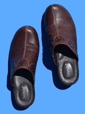 Brown Leather Slip On Clogs