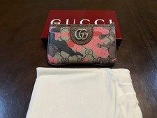 New Authentic Gucci GG Supreme Coin Bag Pouch Tan Pink