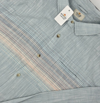 Marine Layer Classic Stretch Selvage Shirt Mens XXL Blue Pink Stripe Long Sleeve