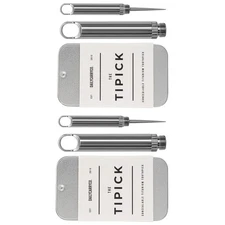 DAILYCARRYCO TiPick Titanium Toothpick 2 Pack EDC Keychain Camping Micro Tool