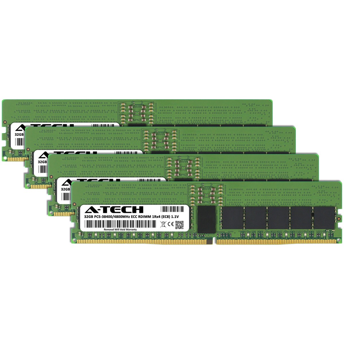 A-Tech 128GB 4x 32GB 2Rx8 PC5-38400R DDR5 4800 EC8 REG RDIMM Server Memory RAM