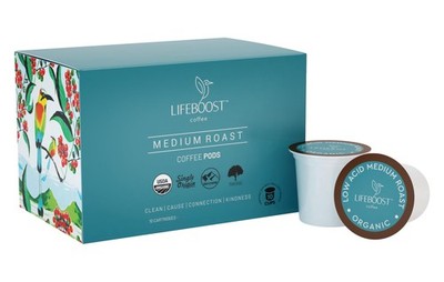 Lifeboost Medium Roast Low Acid Coffee K Cups  Single Origin Mold Free NonGMO...