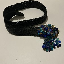 Vtg 1980s Artisan Made Beaded Belt Braided Leather OOAK Art to Wear Handmade