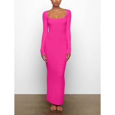 knee length dresses for ladies Eugenia Hot Pink Petal Cuff Maxi Dress main image 0