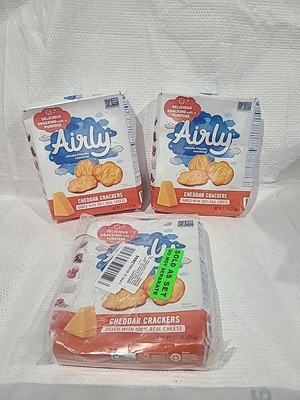 Airly Baked Snack Crackers Eco-Friendly Oat Clouds Cheddar Cheese 3 Pk BB 9/24 