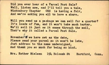 Hartford,CT Typed Request Parcel Post Sale Philatelic Postal Chrome Postcard