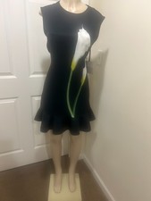 Victoria Beckham X Target Black Calla Lily Satin Ruffle Hem Dress Size M NWT