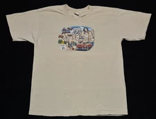 Vintage 90s Main Street Of America Route 66 Map Mens Short Sleeve T-shirt Size L
