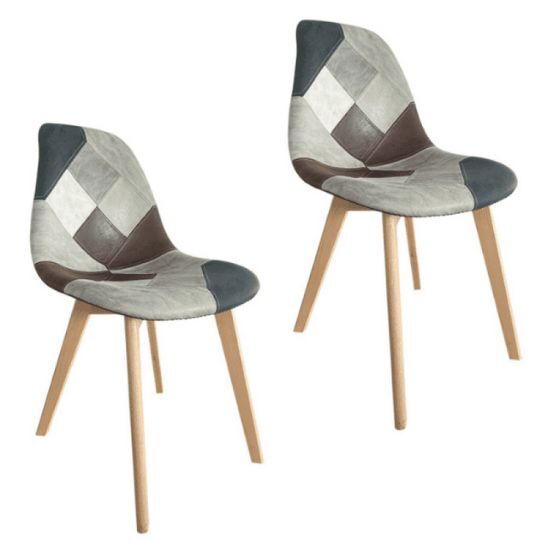 Chaise patchwork de salle à manger Ornella au design scandinave rétro