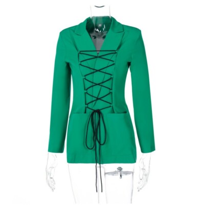 NEW Women Long Sleeve Bandage Blazer Fashion Streetwear Jacker  Windbreaker #T