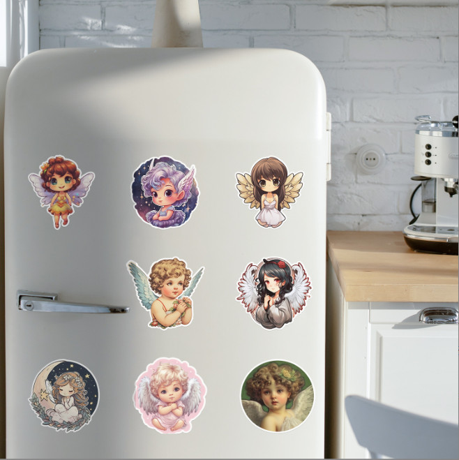 50pcs Waterproof Vinyl Stickers Cartoon Angels Luggage Phone Laptop Water Bottle
