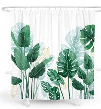 Tropical Banana Leaf Shower Curtain with rings bath backdrop photography