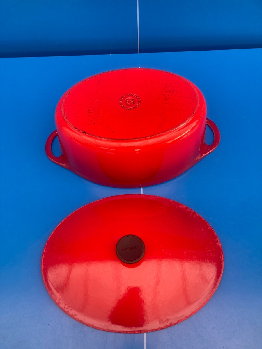 9L ancienne grosse cocotte en fonte émaillée rouge ovale