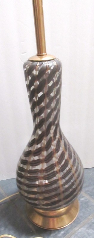 Murano  Brown Black  & Copper Aventurine Glass Lamp, Excellent Condition, great!