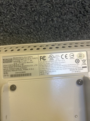 Wincor Nixdorf PA10BPN TFT Monitor LCD Display POS con Caricatore e Supporto - Foto 4 di 5