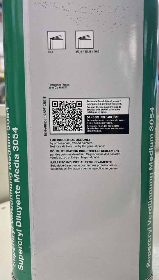 5 LITER SPIES HECKER PERMACRON 3054 SUPERCRYL MEDIUM REDUCER - Image 2 of 3